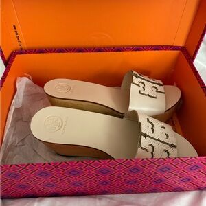 Tory Burch White Wedge Sandals